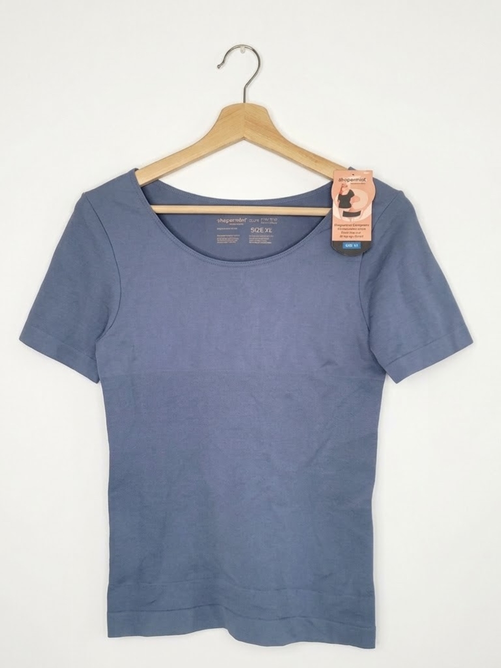 NWT Shapermint Essentials All Day Blue XL Scoop Neck Shaping T-Shirt Shapewear